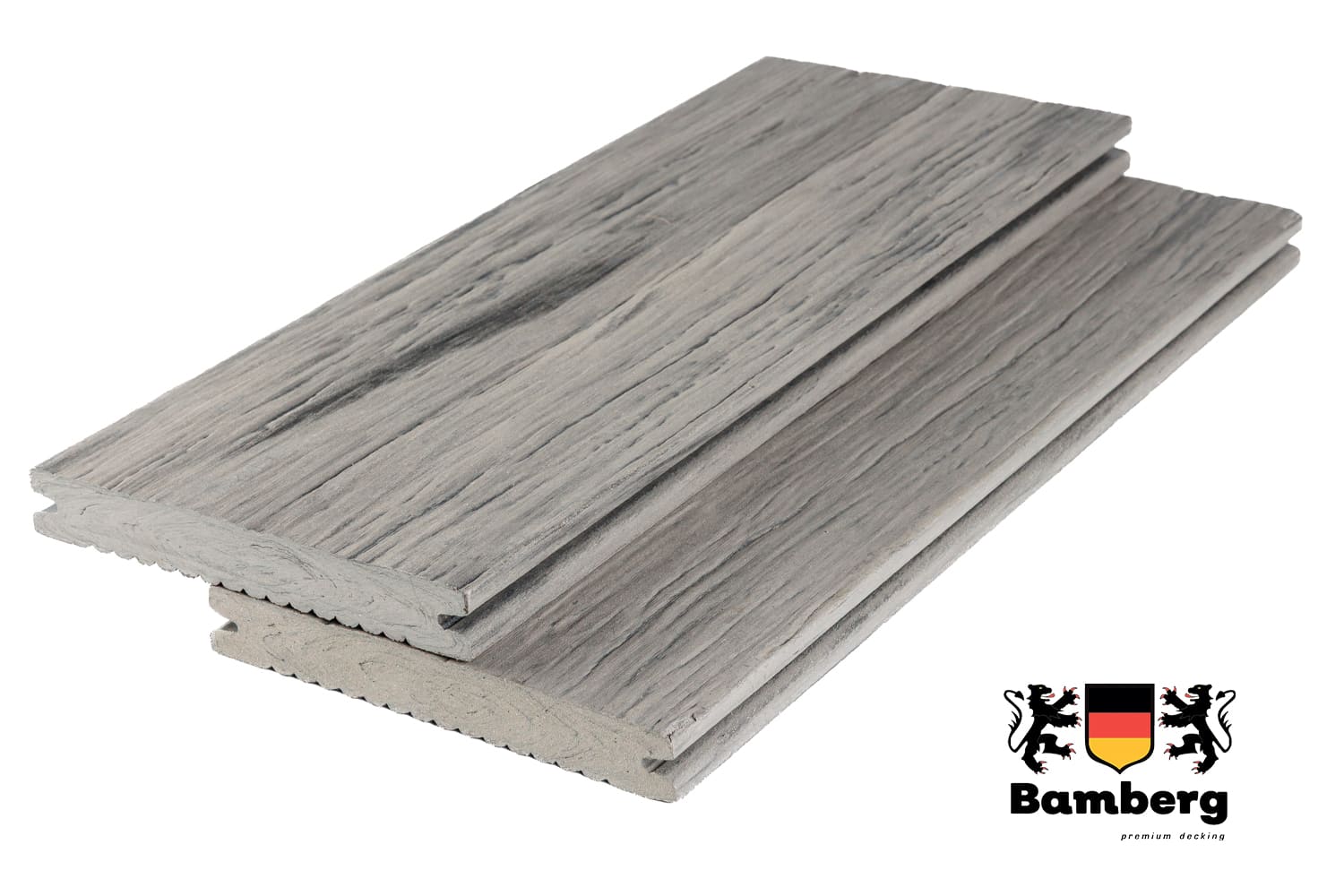 Террасная доска ДПК Bamberg Solid Fossiled, English Barnwood (Окаменелое дерево) — Black Deck