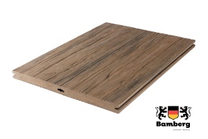 Полнотелая Террасная доска ДПК Bamberg Solid Fossiled, Lebanese Cedar (Окаменелое дерево) — Black Deck